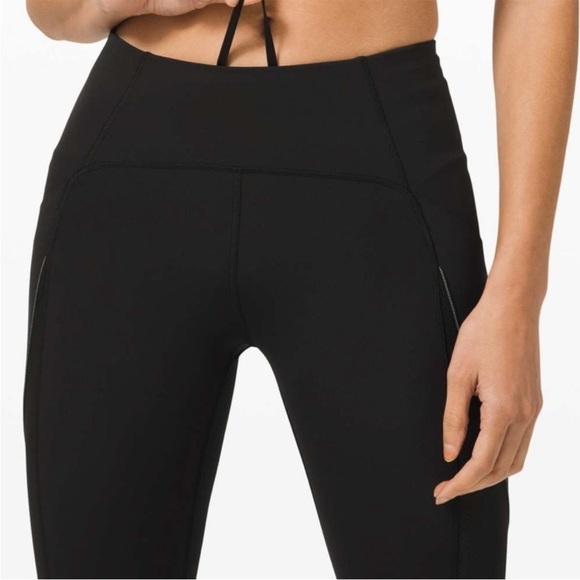 Lululemon Run Off Route Mid Rise Crop 21" Black Fast and Free crop Yoga pants 4 - Picture 2 of 12